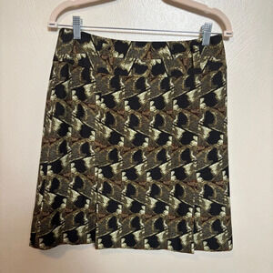 Ectetera Womens Wool Silk Skirt Geometric Animal Print Unique Black Green Size 6